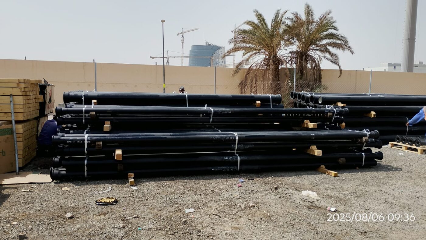 Excavated services trench alongside STC tower, Riyadh